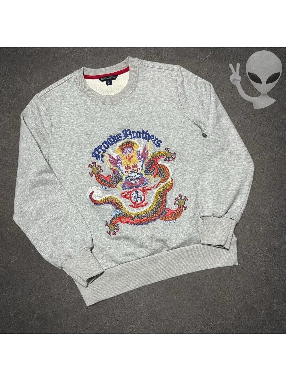 Brooks Brothers Lunar New Year Dragon Embroidered Sweatshirt Womens S Gray - Picture 2 of 7
